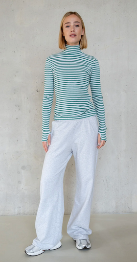 Penn&Ink N.Y - Limited Winter 2025 Longsleeve Stripe melange stripe grey melange -green